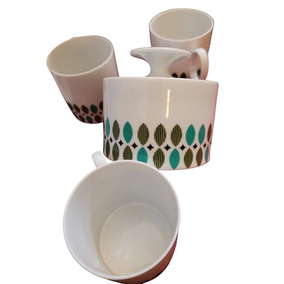 MCM Germany Thomas Rosenthal Medallion Coffee Tea Pot Creamer Sugar Cups TEAL - Picture 2 of 5